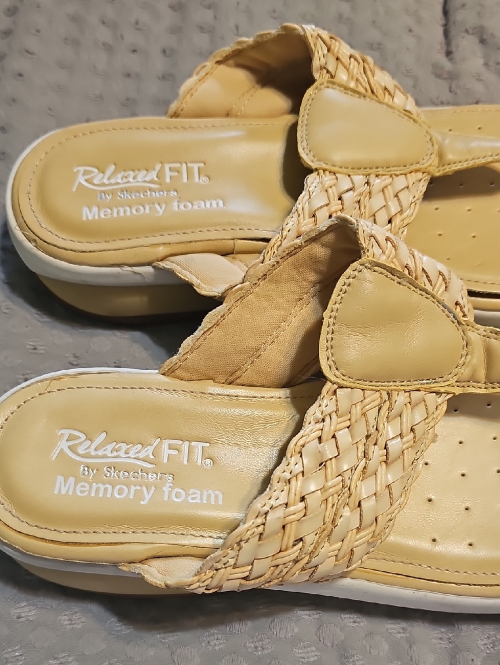Skechers Relaxed Fit Woven Slide Sandals - Tan